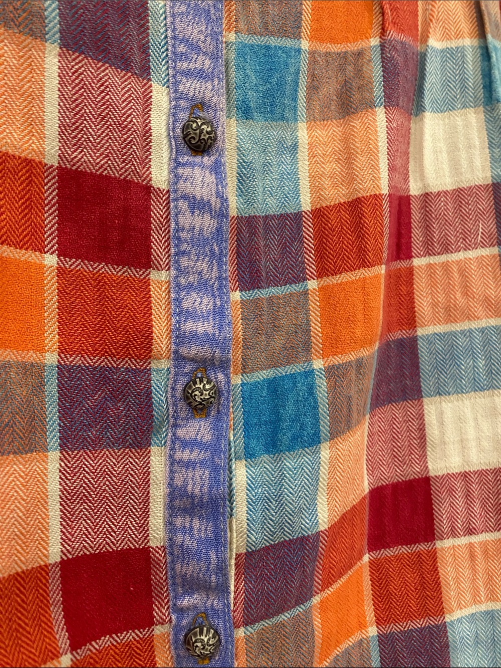 Aratta Multicolor Plaid Tunic - Orange, Red, Blue, Purple, Cream-Size Small NWOT - Picture 4 of 5